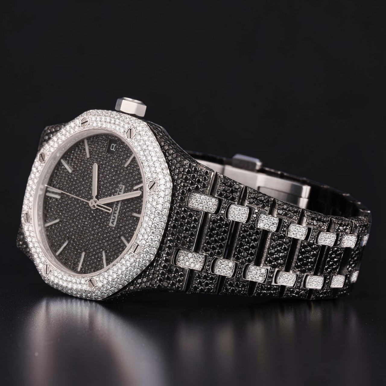 Black Diamond Dial Automatic Moissanite Watch