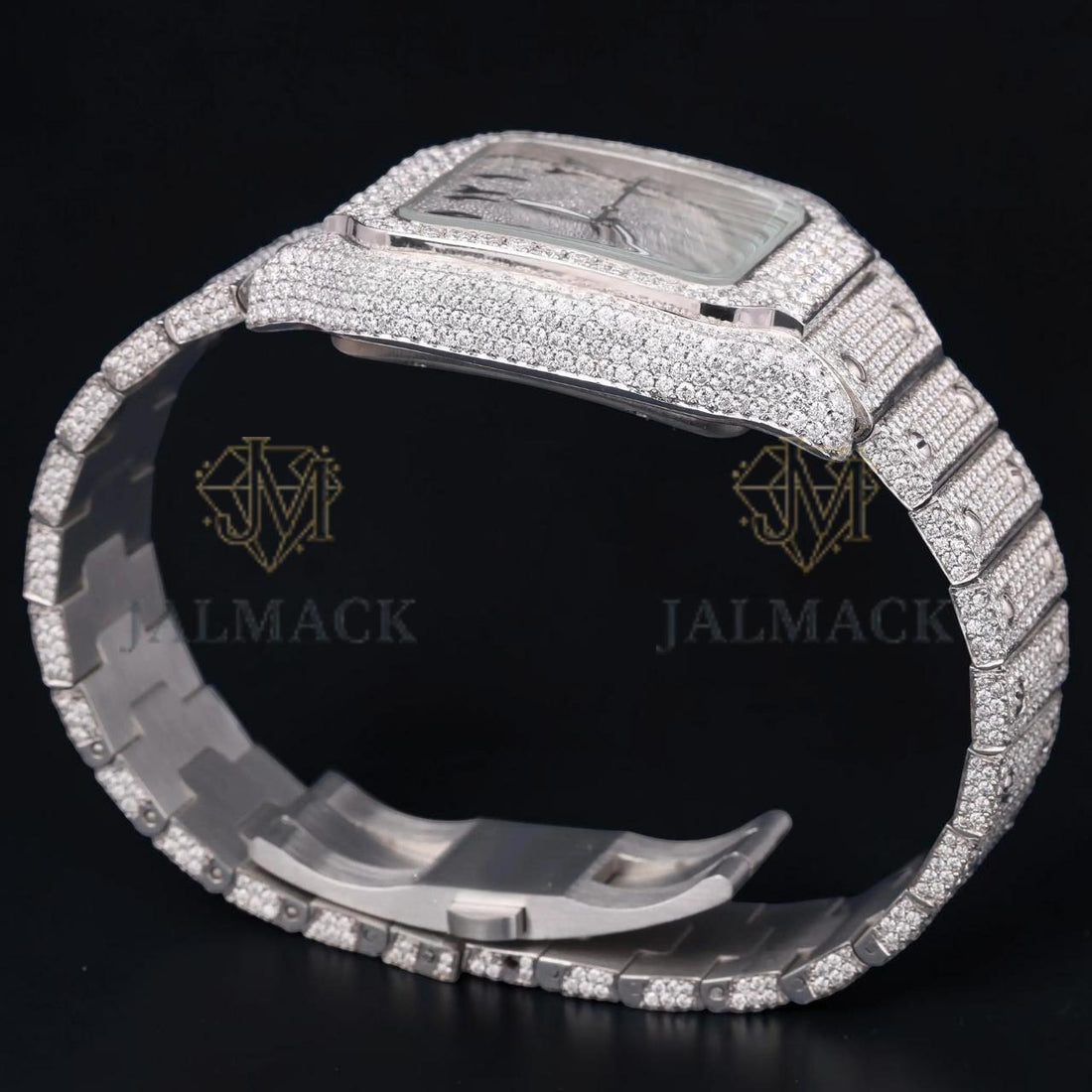 Luxury Square Moissanite Automatic Watch VVS1 D Color Fully Iced Out
