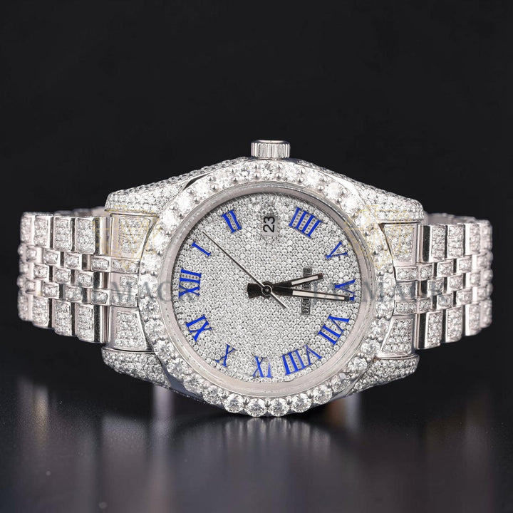 Blue Roman Moissanite Diamond Watch