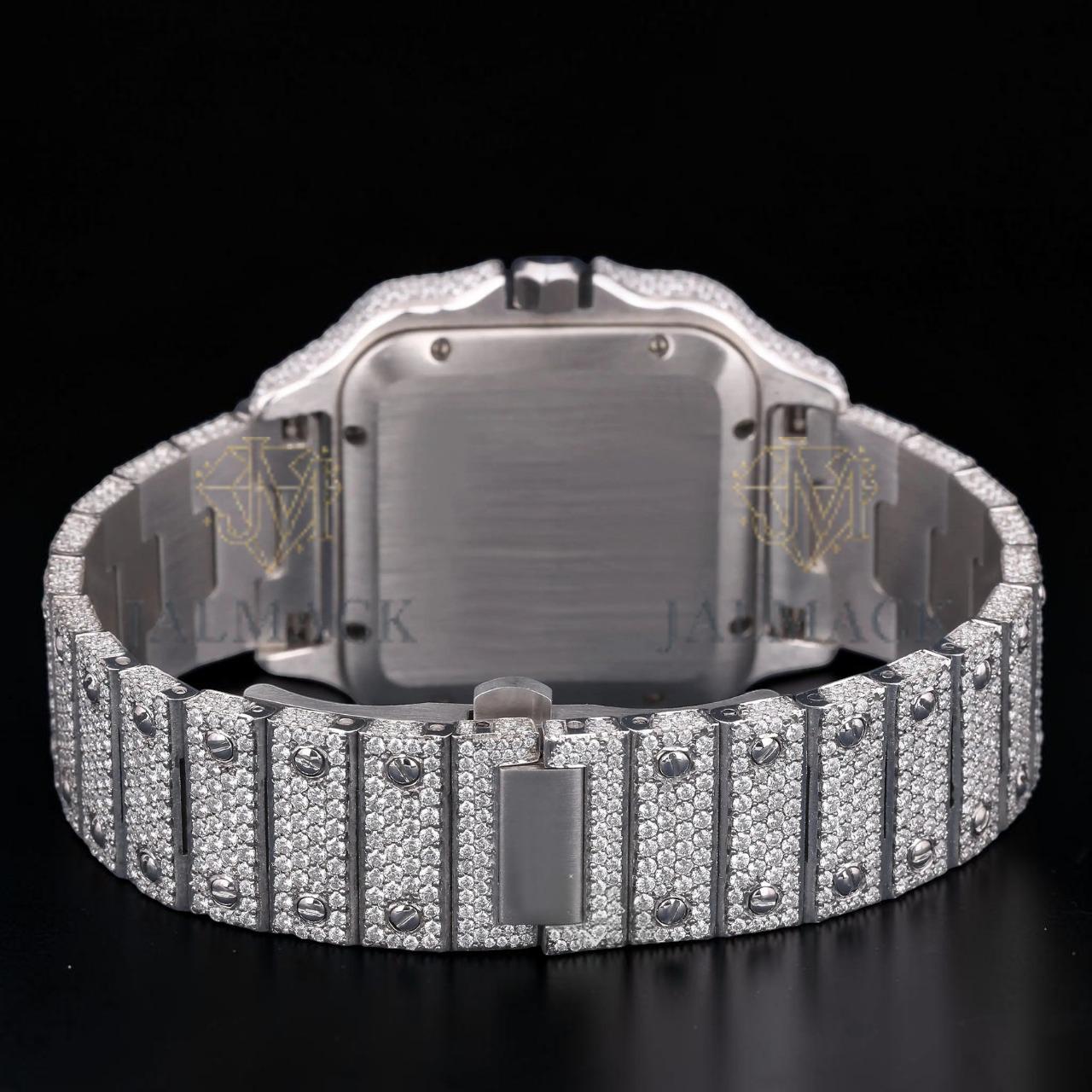 Luxury Square Moissanite Automatic Watch VVS1 D Color Fully Iced Out