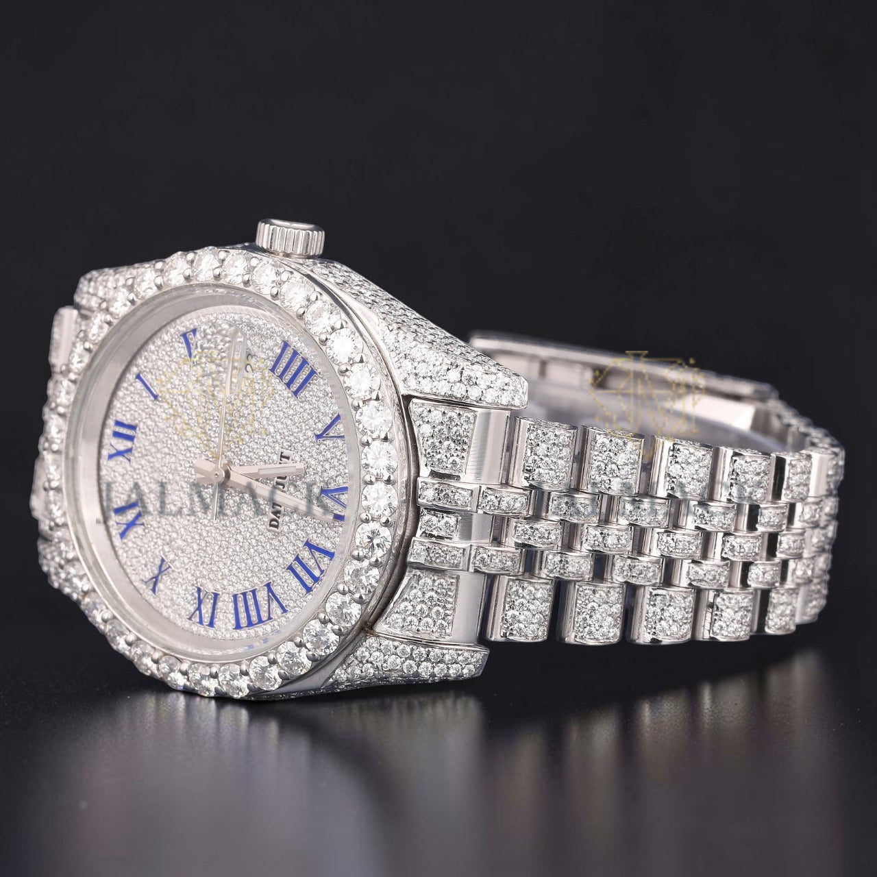 Blue Roman Moissanite Diamond Watch