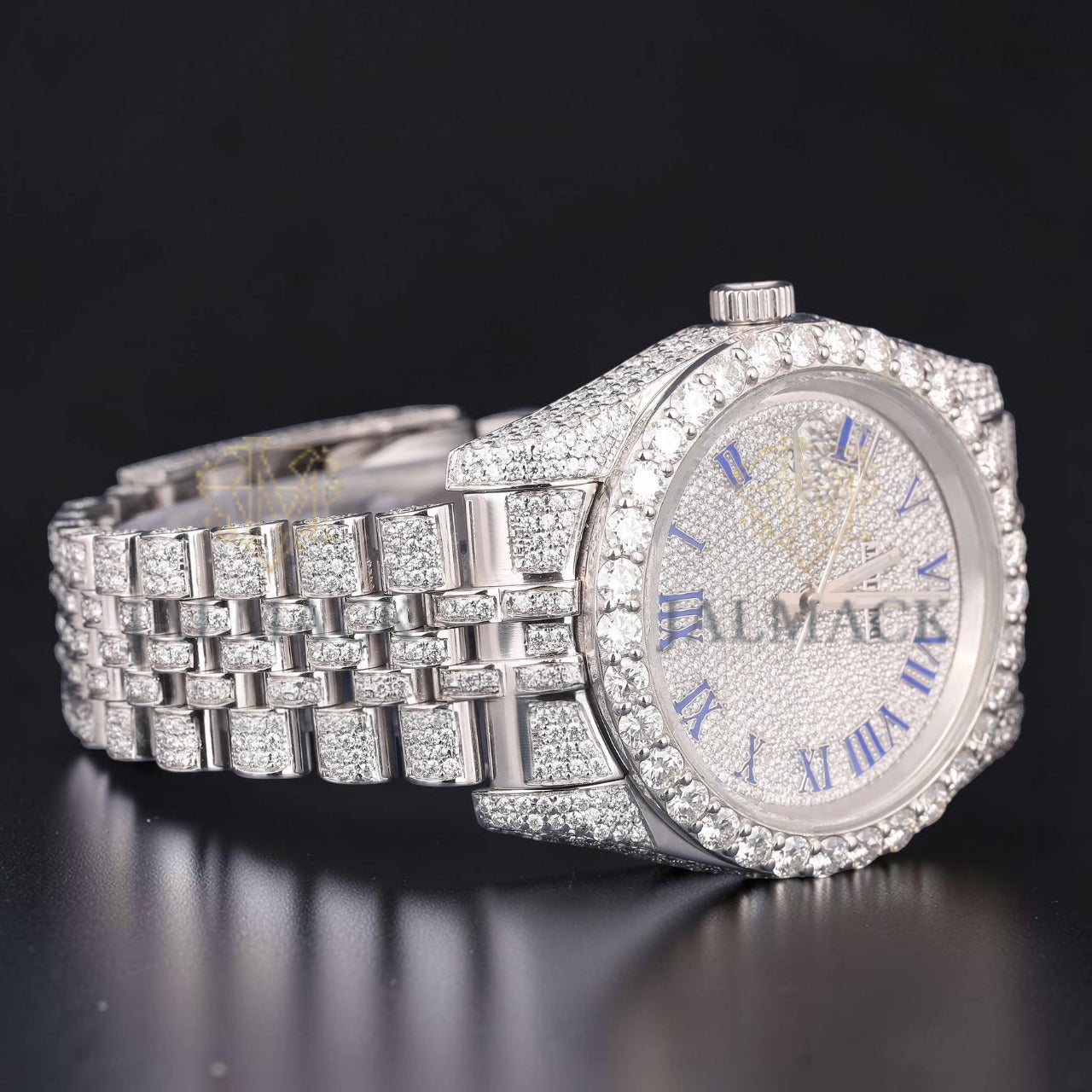 Blue Roman Moissanite Diamond Watch