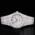 Silver Moissanite Automatic Watch VVS1 D Color Fully Iced Out