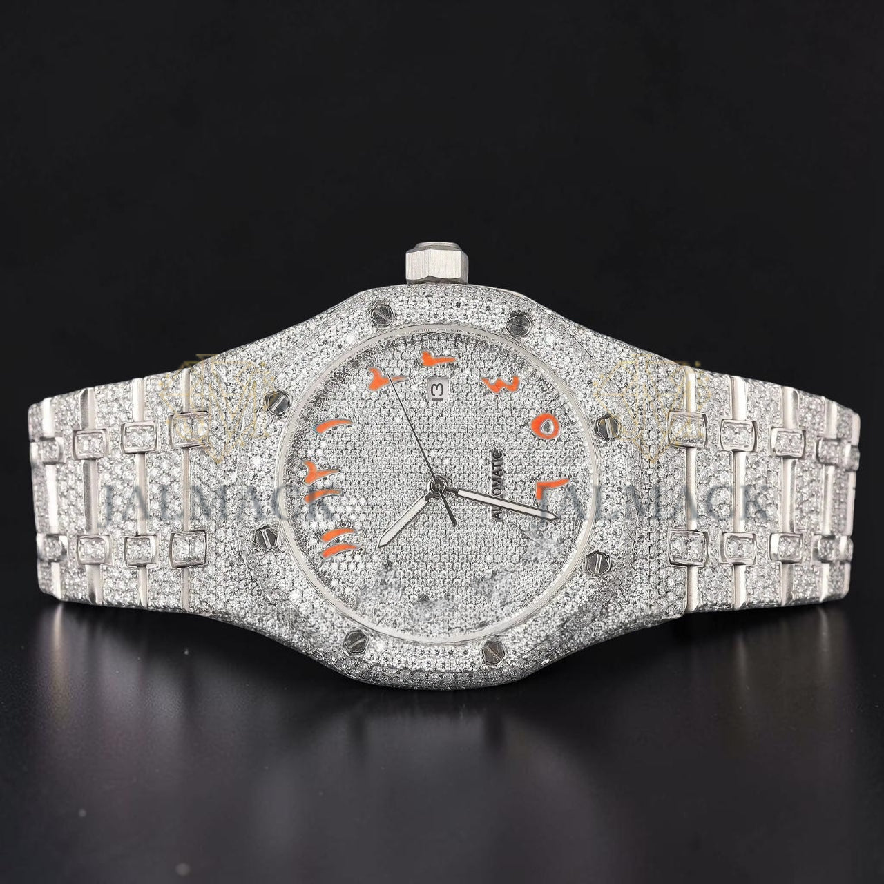Orange Arabic Moissanite Diamond Watch