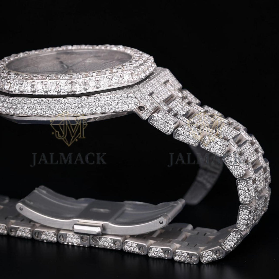 Silver Moissanite Automatic Watch VVS1 D Color Fully Iced Out
