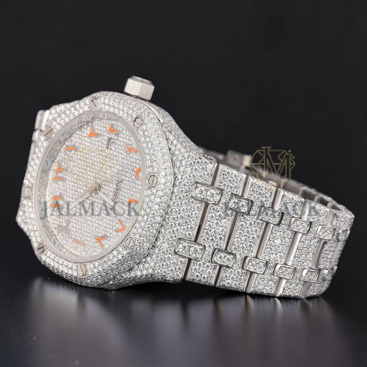 Orange Arabic Moissanite Diamond Watch