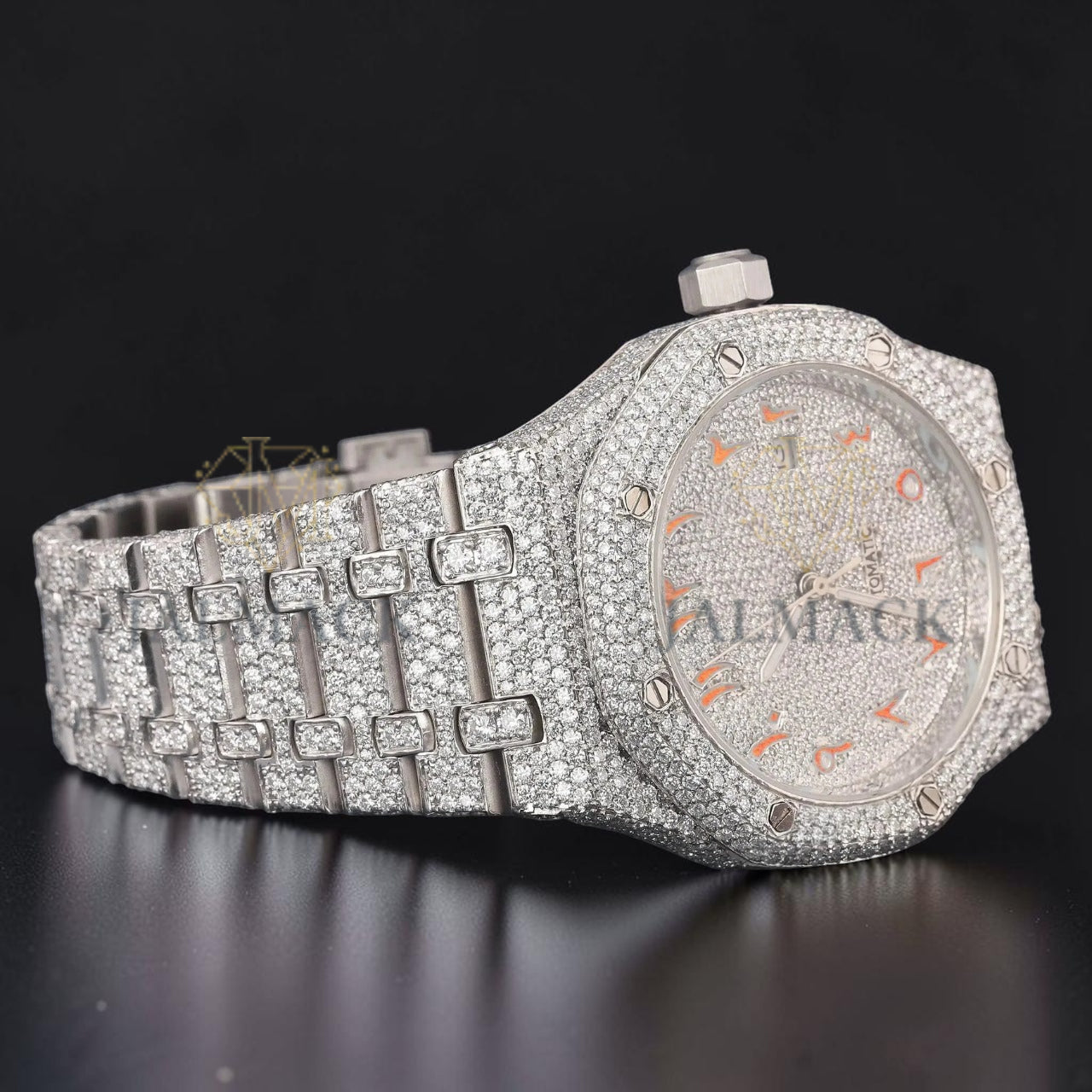 Orange Arabic Moissanite Diamond Watch