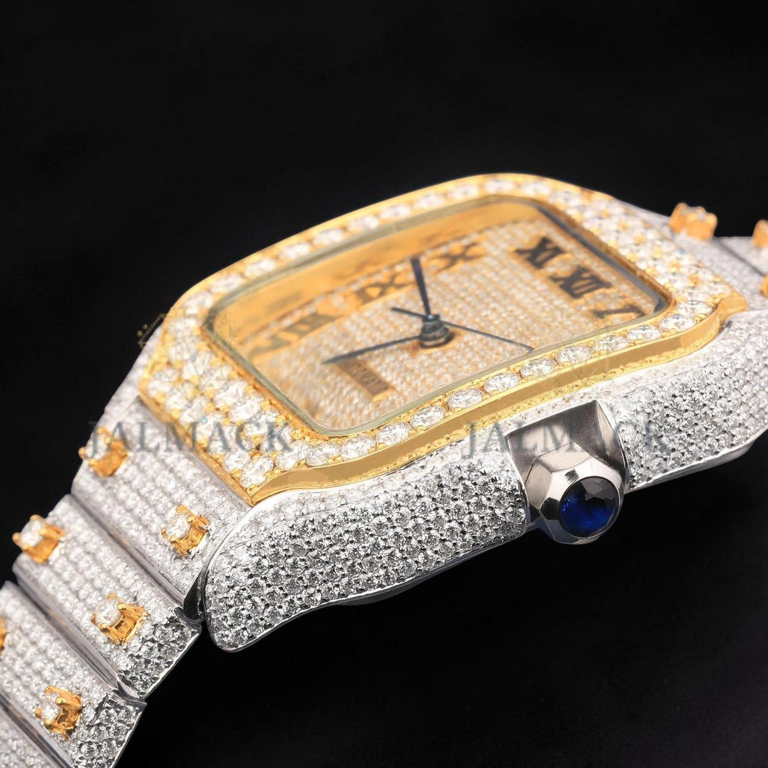 Luxury Two-Tone Roman Moissanite Automatic Date Watch VVS1 D Color Fully Iced Out