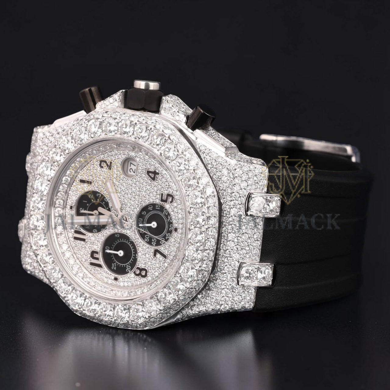 Black Numeral Moissanite Chronograph Watch