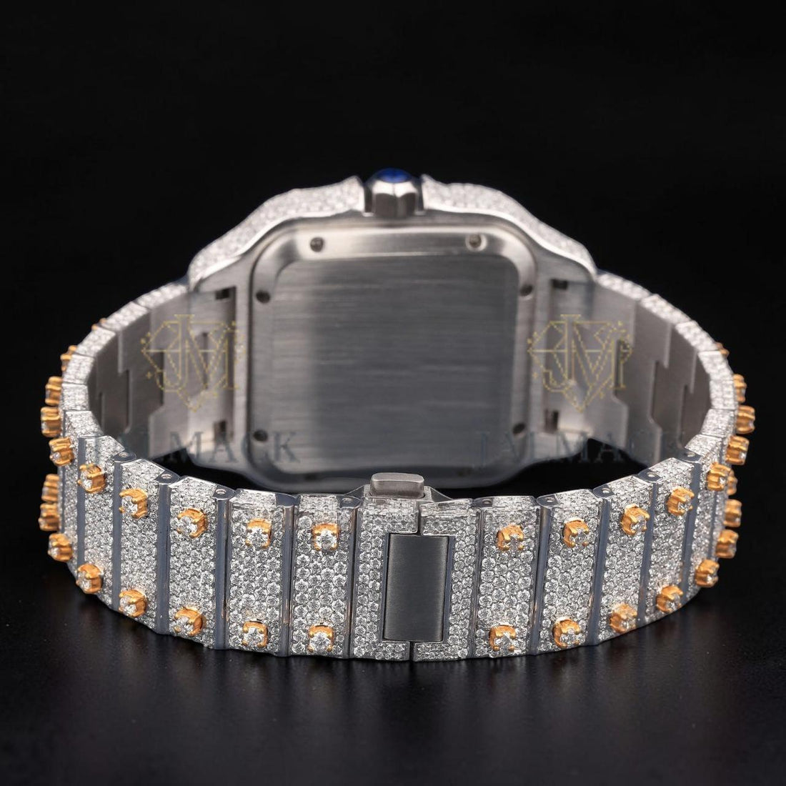 Luxury Two-Tone Roman Moissanite Automatic Date Watch VVS1 D Color Fully Iced Out