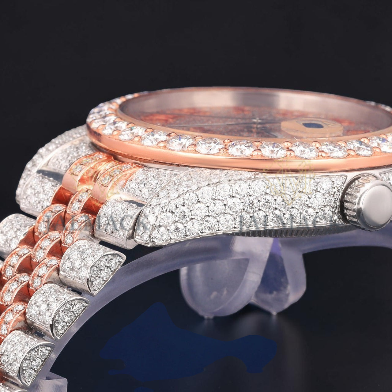 Red Roman Two Tone Moissanite Watch