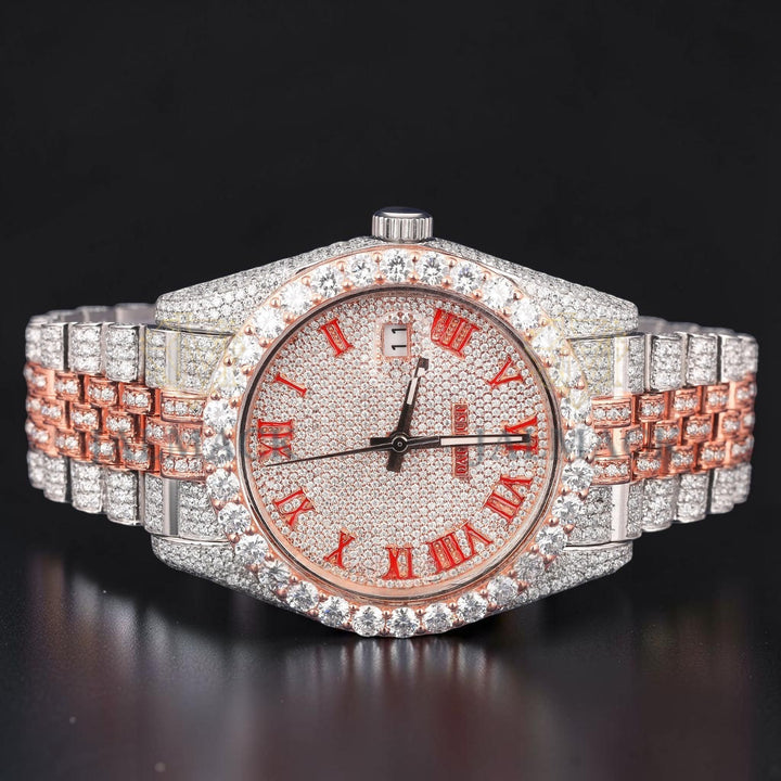 Red Roman Two Tone Moissanite Watch