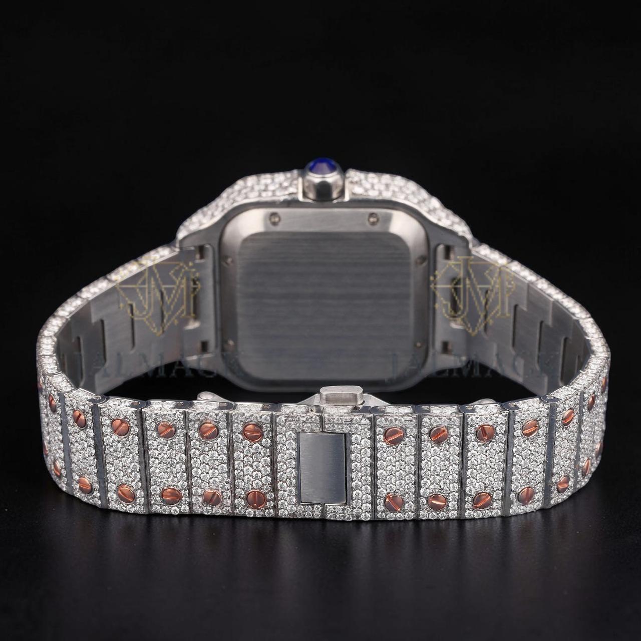 Luxury Two-Tone Arabic Letter Moissanite Automatic Watch VVS1 D Color Fully Iced Out
