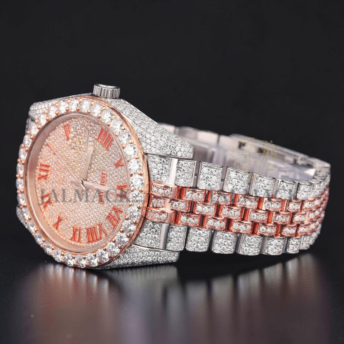 Red Roman Two Tone Moissanite Watch