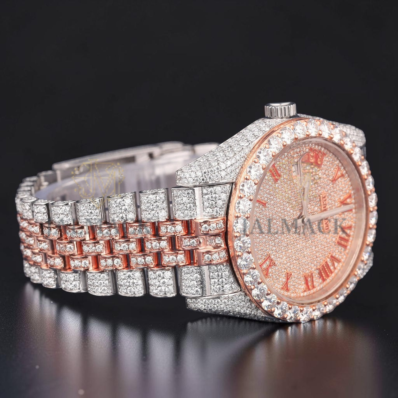 Red Roman Two Tone Moissanite Watch