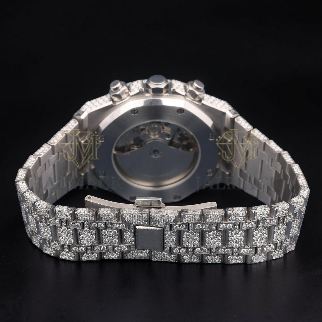 Luxury Silver Moissanite Automatic Date Watch VVS1 D Color Fully Iced Out