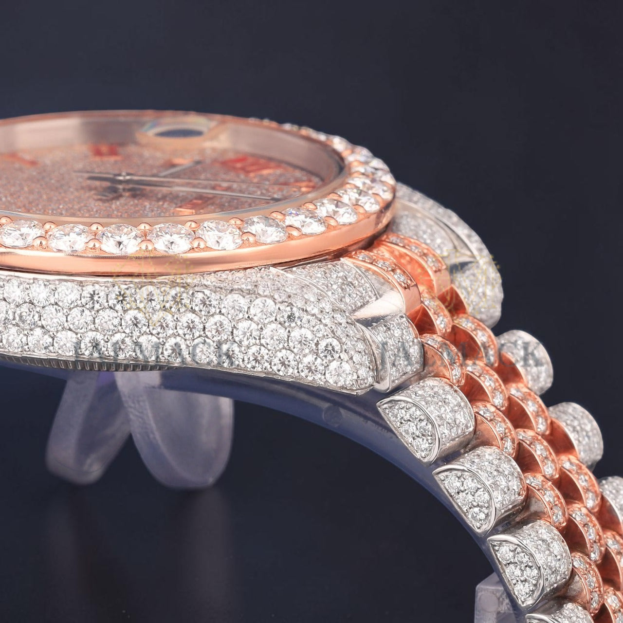 Red Roman Two Tone Moissanite Watch