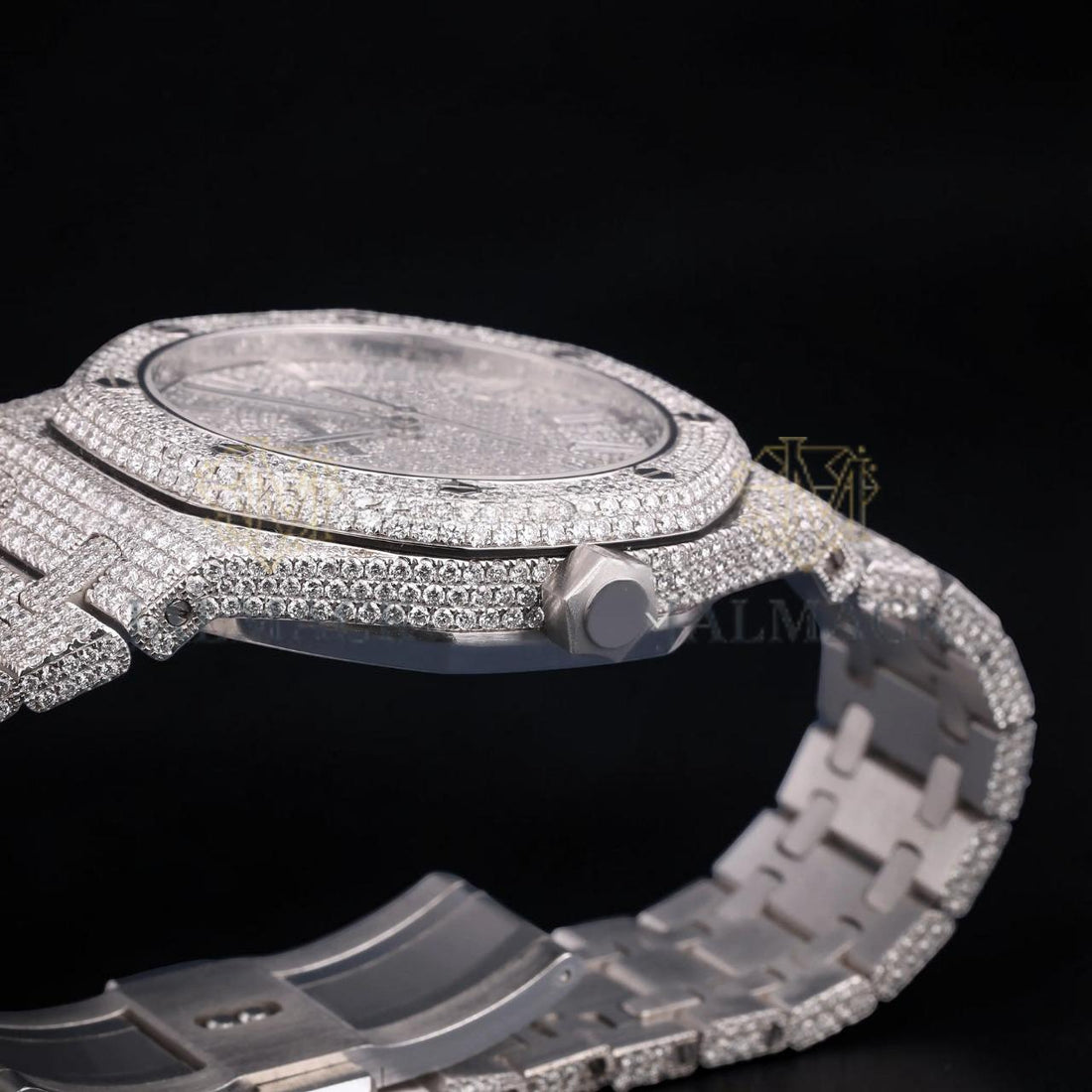 Luxury Silver Baguette Moissanite Automatic Date Watch
