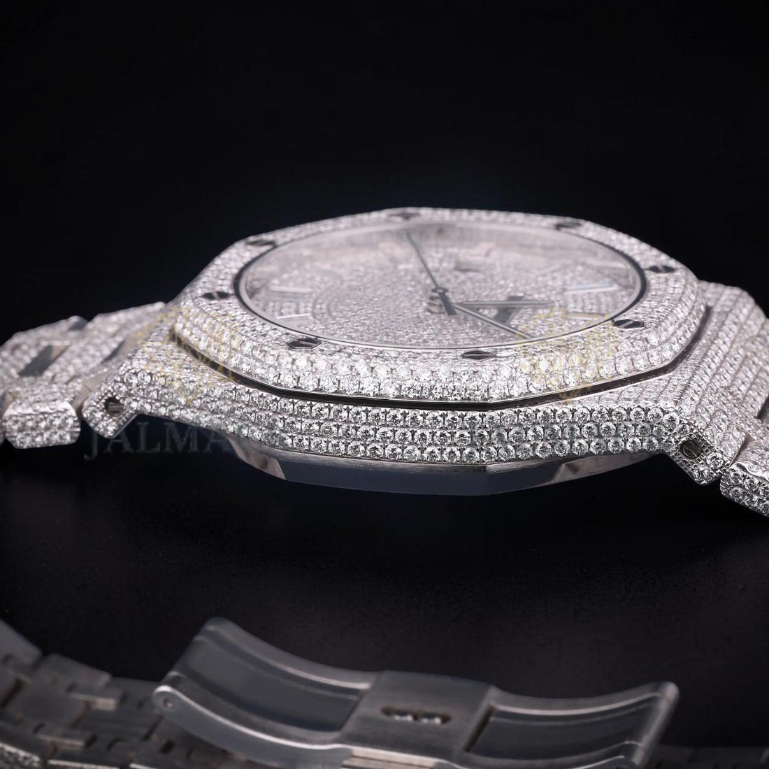 Luxury Silver Baguette Moissanite Automatic Date Watch