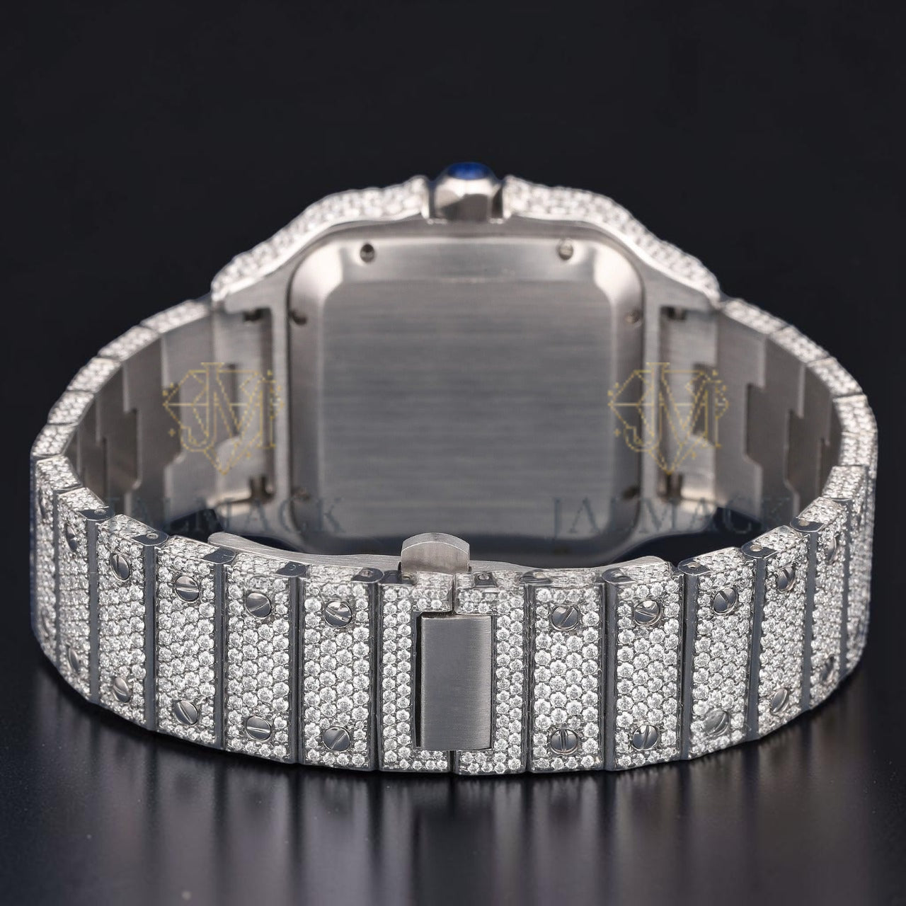 Round Brilliant Black Roman Square Moissanite Watch