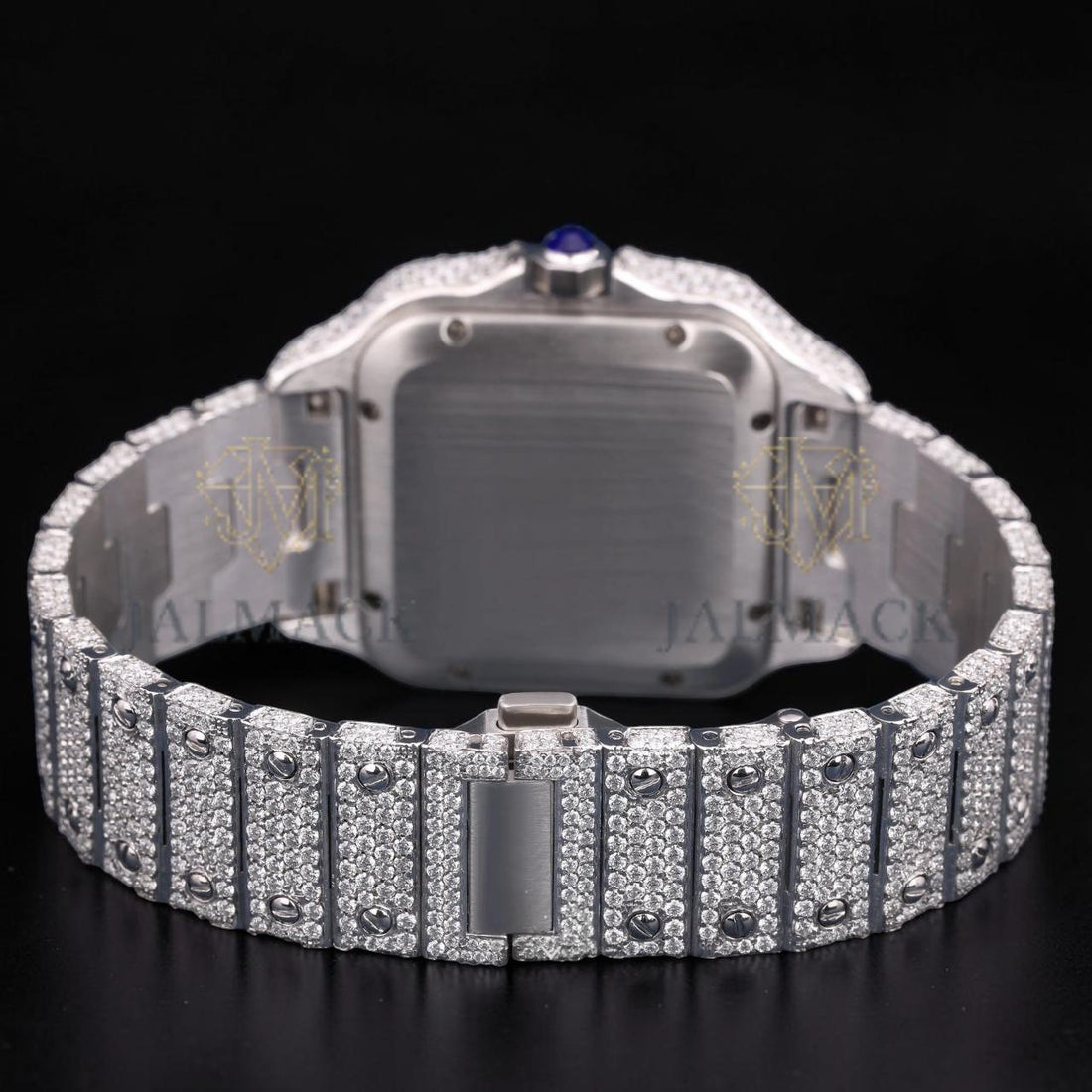 Luxury Silver Green Dial Baguette Moissanite Automatic Watch