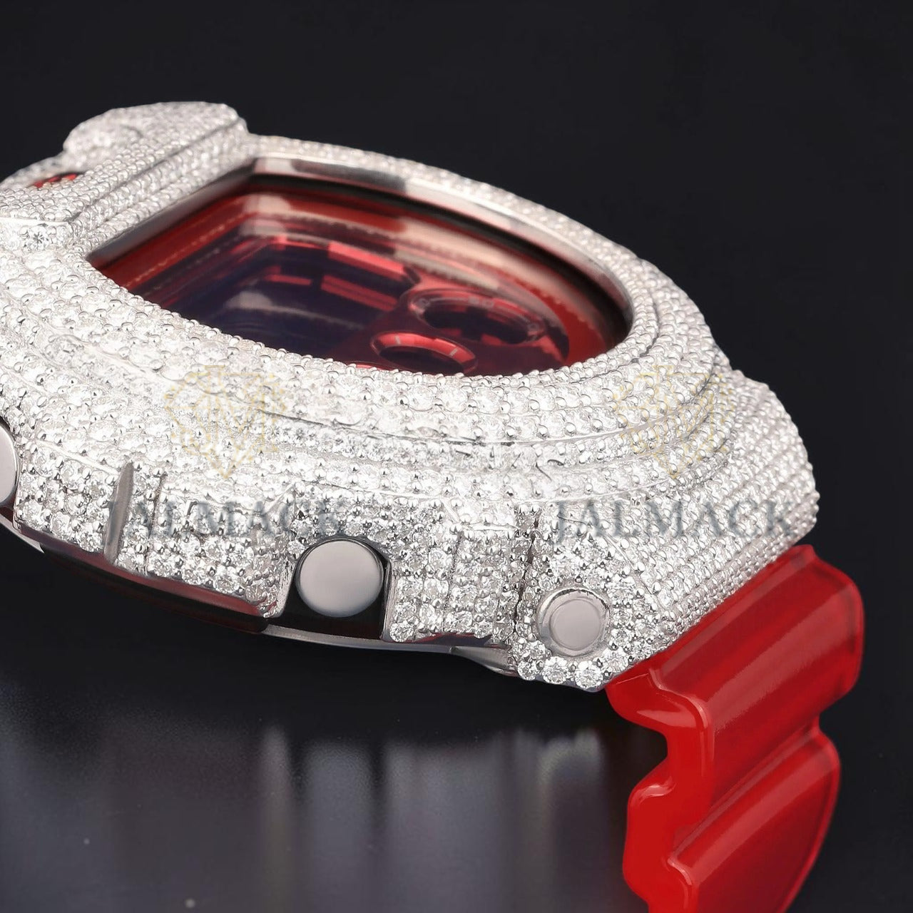 Red Digital Moissanite G-Shock Style Moissanite Watch