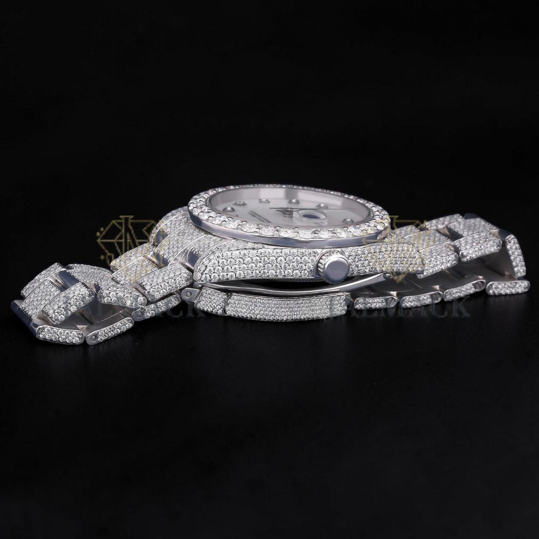 Luxury Silver White Dial Moissanite Automatic Date Watch