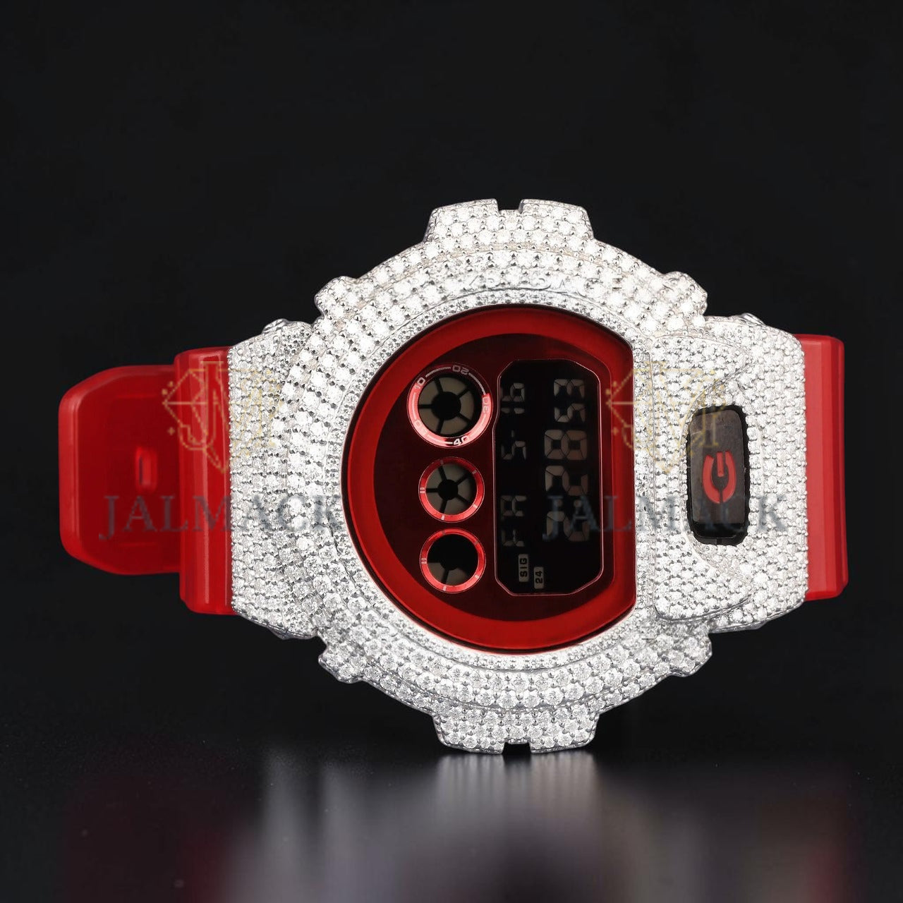 Red Digital Moissanite G-Shock Style Moissanite Watch