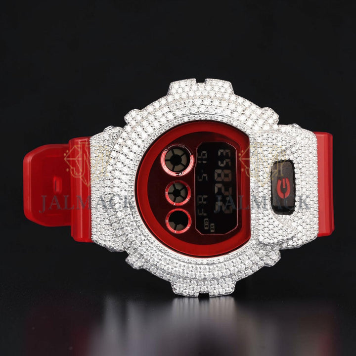 Red Digital Moissanite G-Shock Style Moissanite Watch