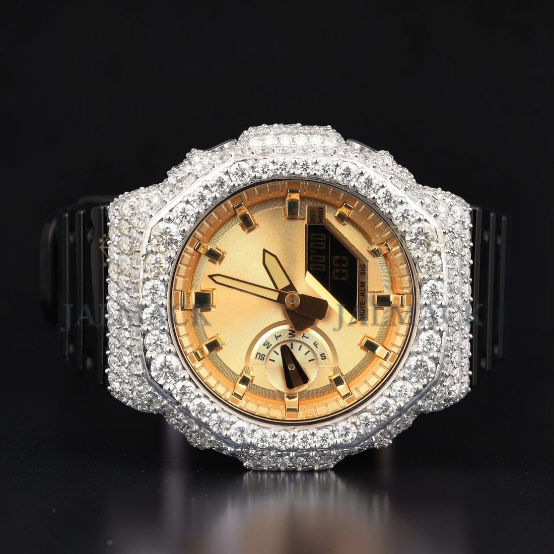 Gold VVS1 D Color Moissanite Analog Digital Moissanite Watch