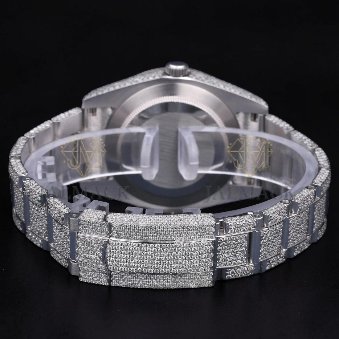 Luxury Silver White Dial Moissanite Automatic Date Watch