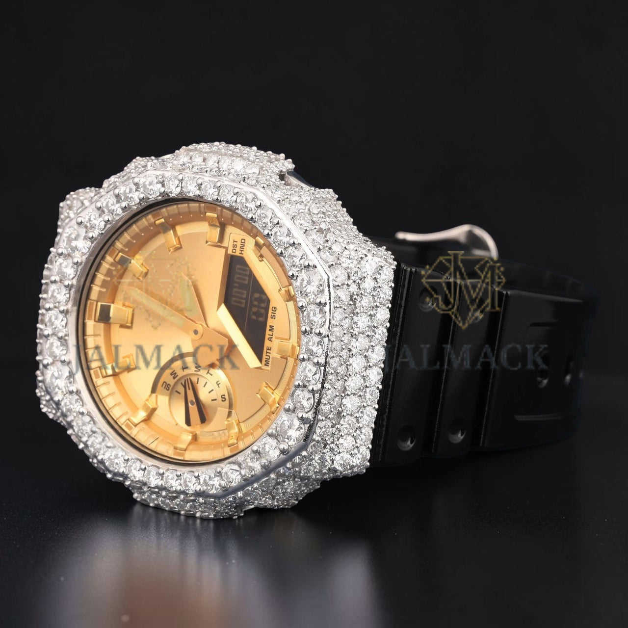 Gold VVS1 D Color Moissanite Analog Digital Moissanite Watch