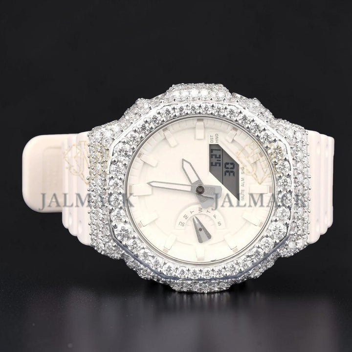White Dial White Strap VVS1 D Color Moissanite Diamond