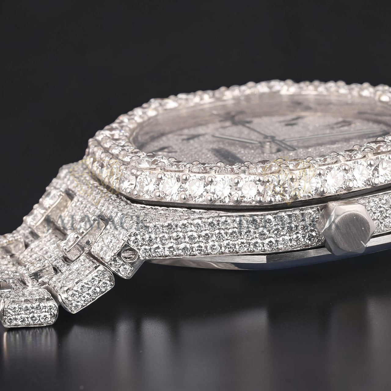 Arabic Dial White Gold VVS1 D Color Moissanite Diamond Automatic Watch