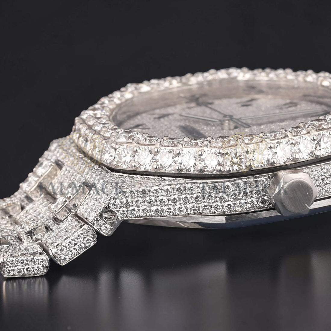 Arabic Dial White Gold VVS1 D Color Moissanite Diamond Automatic Watch