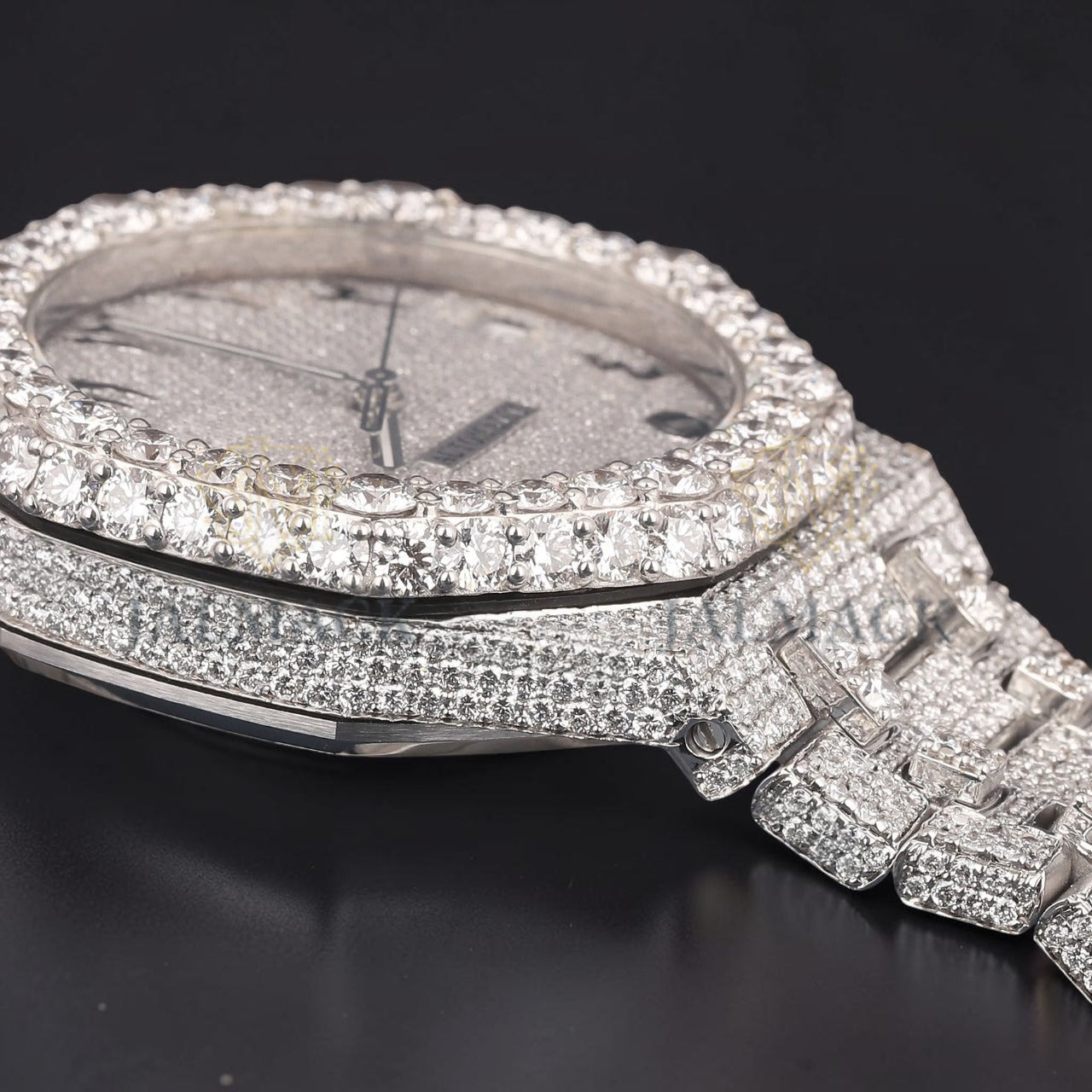 Arabic Dial White Gold VVS1 D Color Moissanite Diamond Automatic Watch