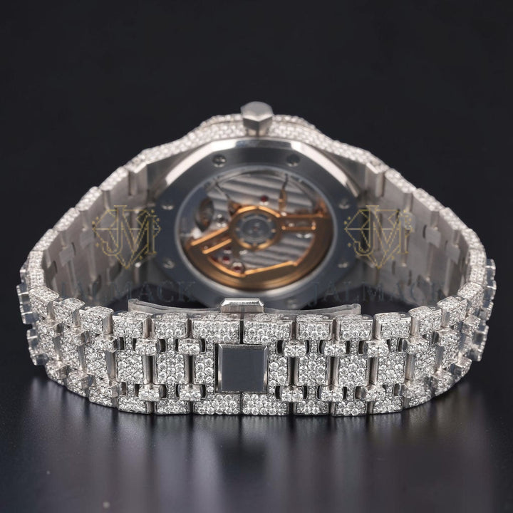 Arabic Dial White Gold VVS1 D Color Moissanite Diamond Automatic Watch
