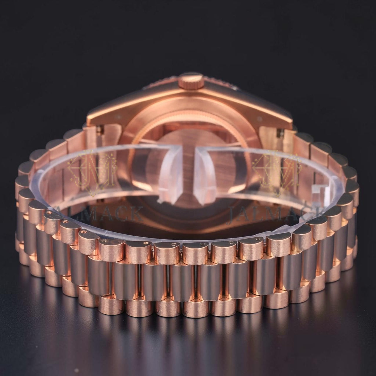 Green Dial Rose Gold VVS1 D Color Moissanite Day Date Watch