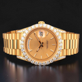 Yellow Gold VVS1 D Color Moissanite Diamond Day Date Watch