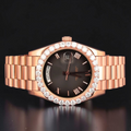 Black Dial Rose Gold VVS1 D Color Moissanite Diamond Day Date Watch