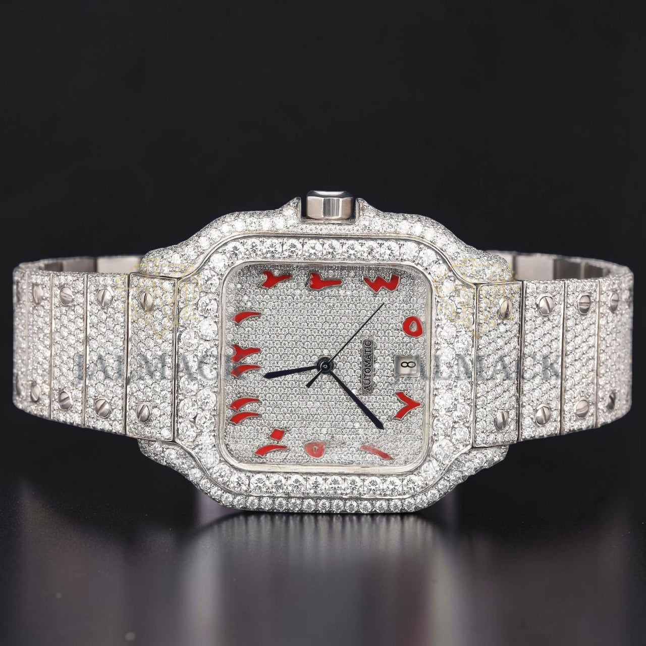 Arabic Dial VVS1 D Color Moissanite Diamond Square Automatic Watch