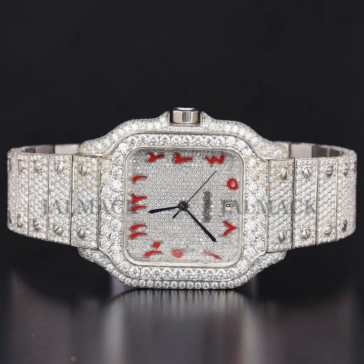 Arabic Dial VVS1 D Color Moissanite Diamond Square Automatic Watch