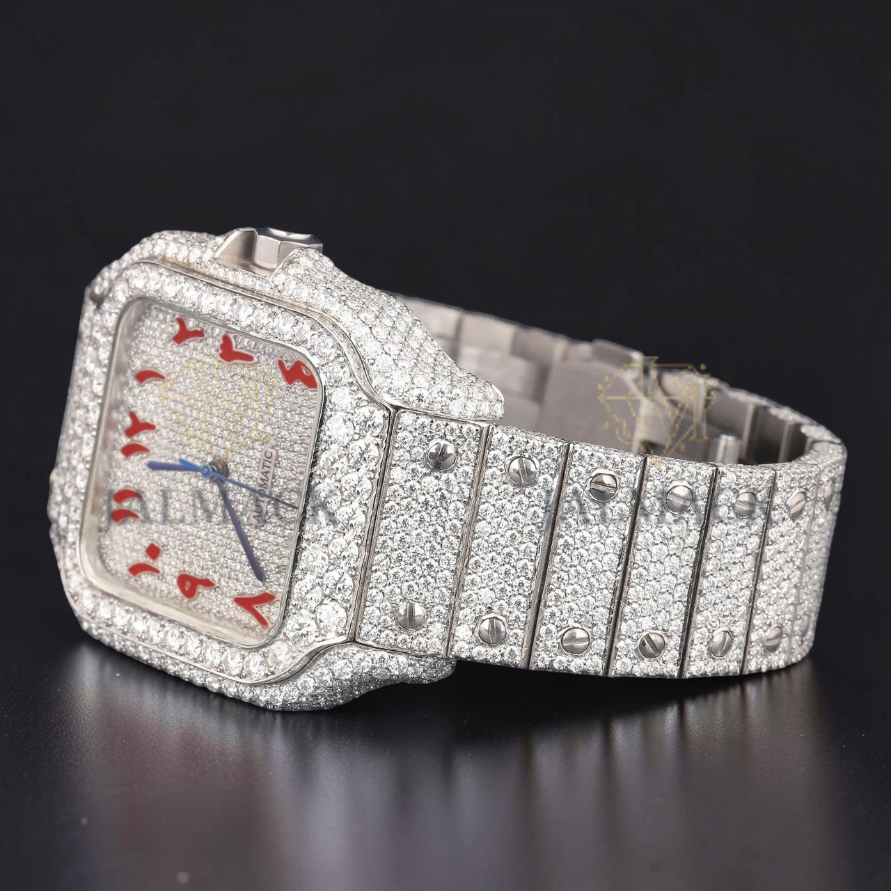 Arabic Dial VVS1 D Color Moissanite Diamond Square Automatic Watch