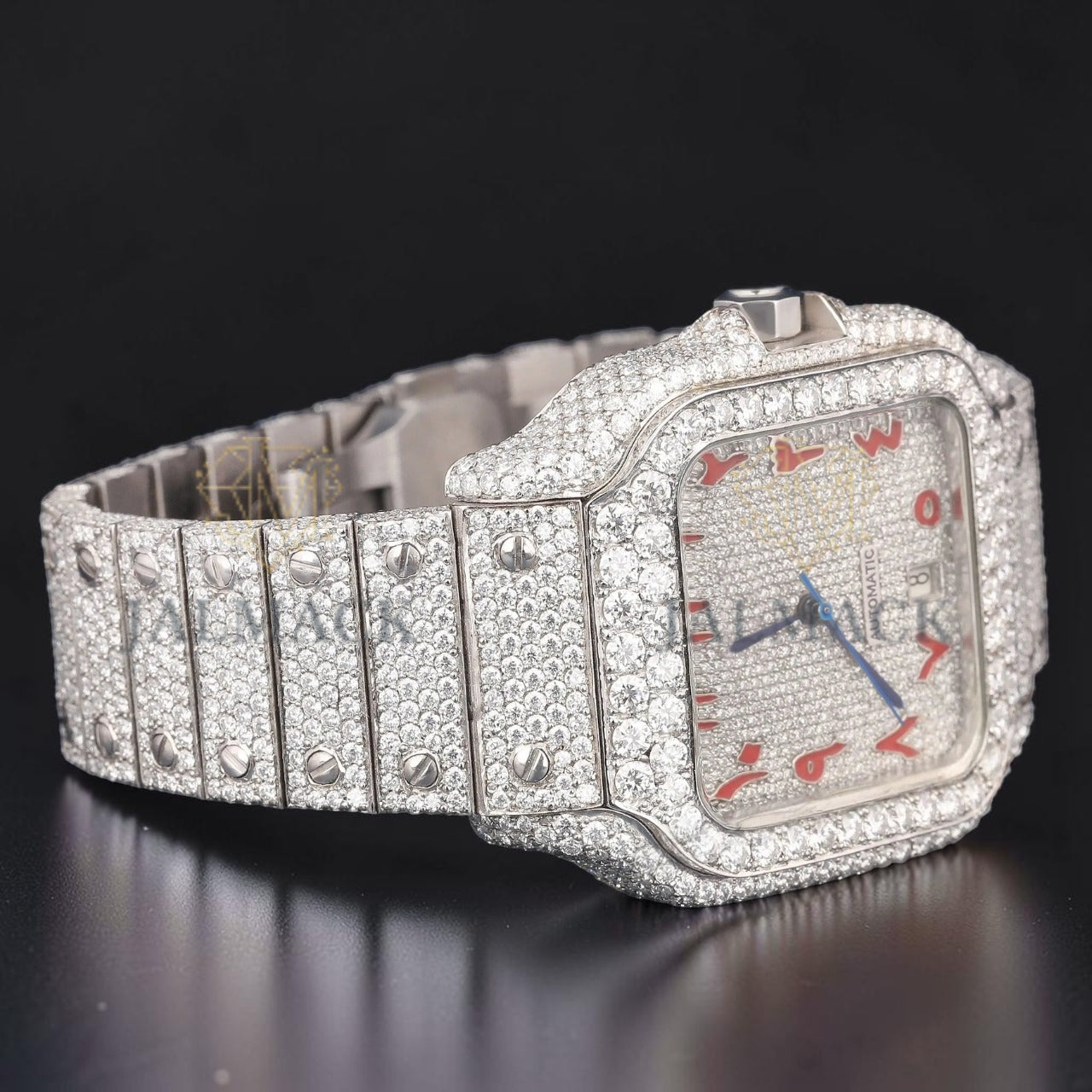 Arabic Dial VVS1 D Color Moissanite Diamond Square Automatic Watch