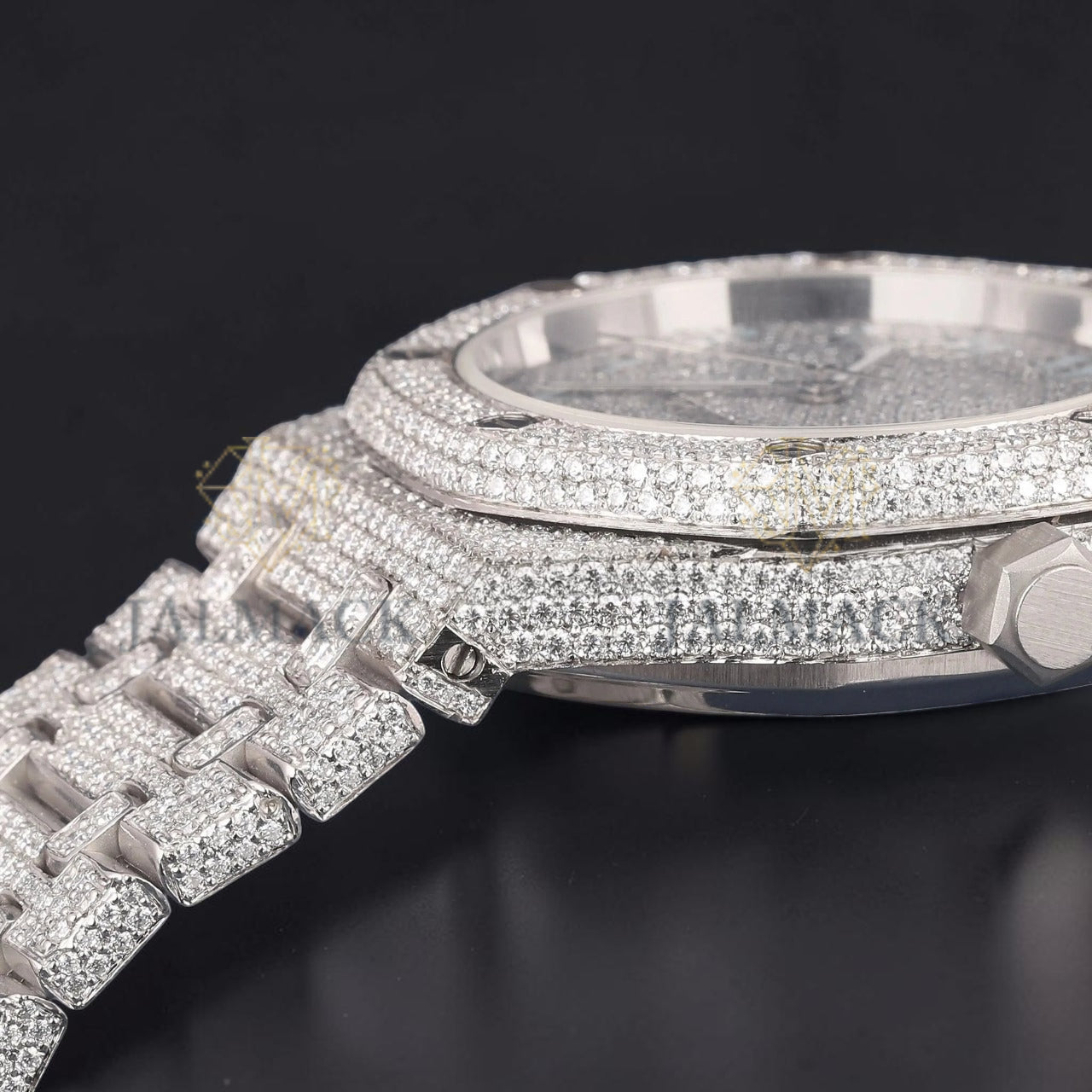 Sky Blue Arabic Dial VVS1 D Color Moissanite Diamond Automatic Watch