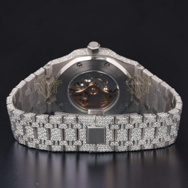 Sky Blue Arabic Dial VVS1 D Color Moissanite Diamond Automatic Watch