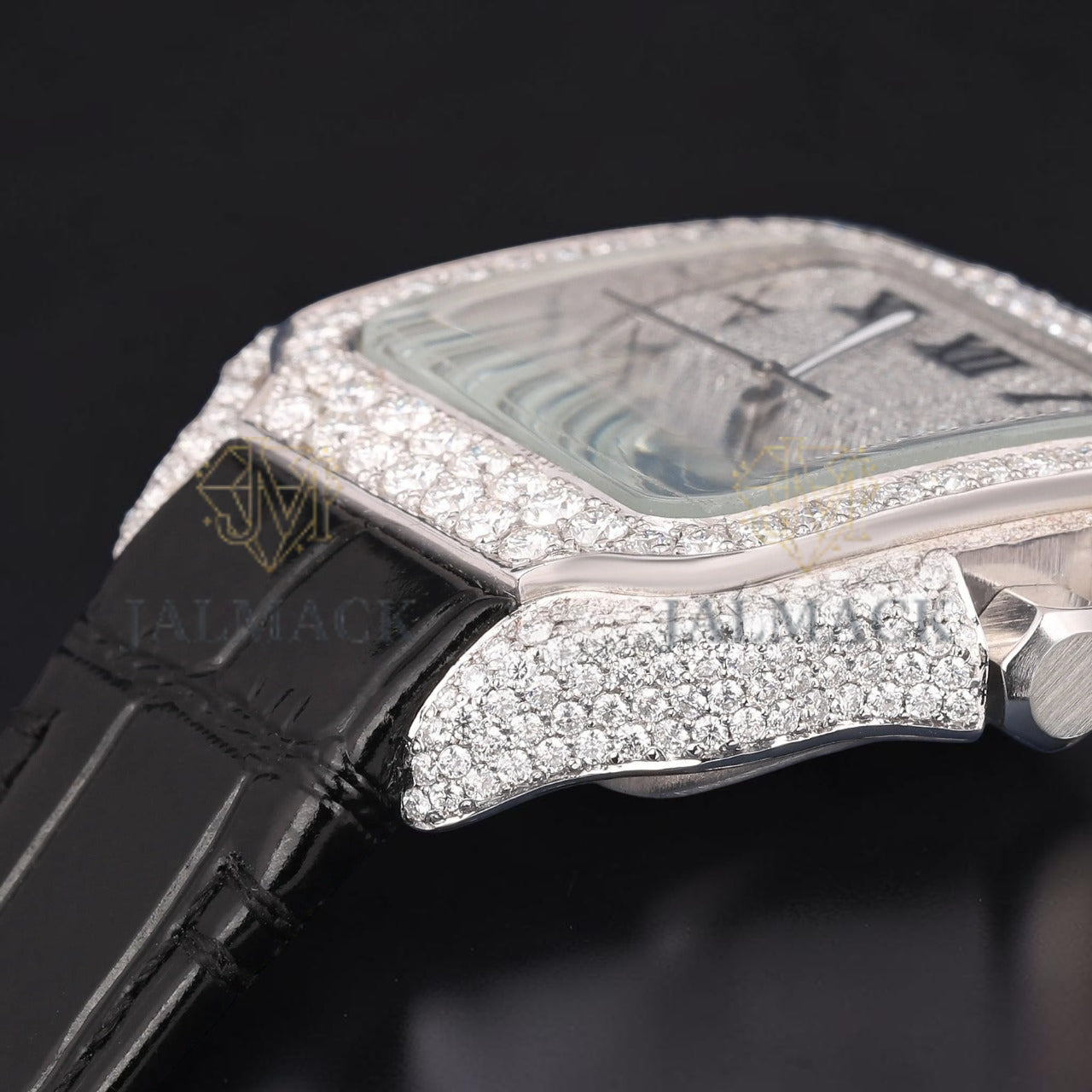 Square Roman Dial VVS1 D Color Moissanite Diamond Automatic Watch