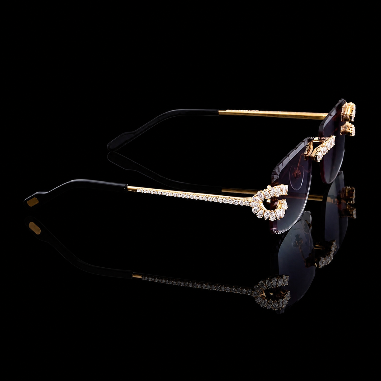 Luxury Black Lens Moissanite Sunglasses