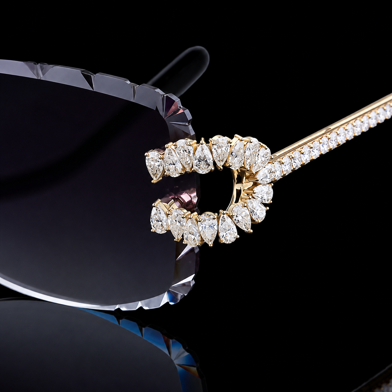 Luxury Black Lens Moissanite Sunglasses