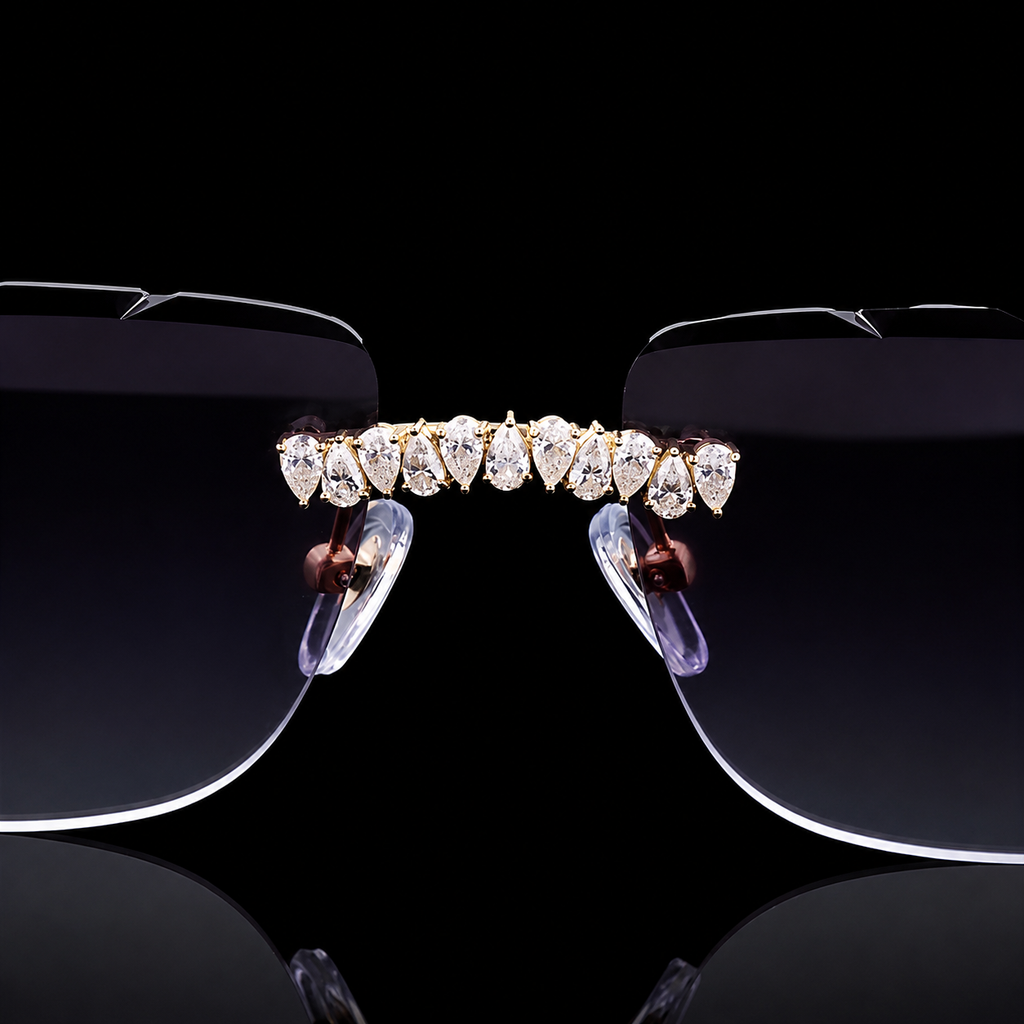 Luxury Black Lens Moissanite Sunglasses